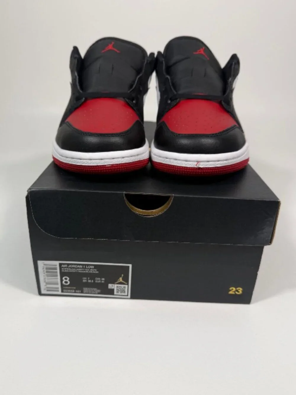 Men Air Jordan 1 Low Sneakers 8 White/Black-Varsity Red-White